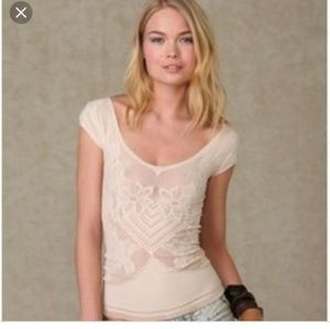 Free People Maroon lace top